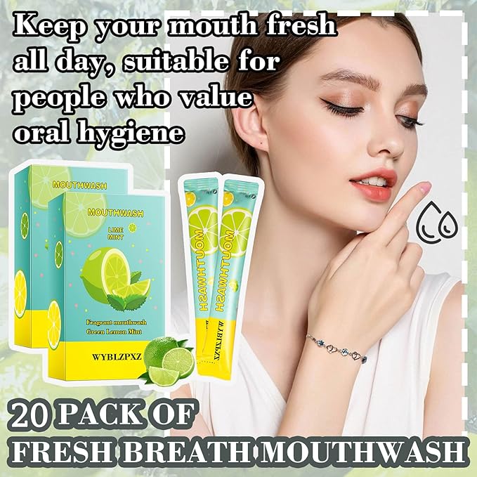 Mint Lime Travel Size Mouthwash for Adults,20 Pack Portable Mouthwash for Fresh Breath,Individual Mini Mouth Wash Travel Size Mouth Wash Products for Women & Men