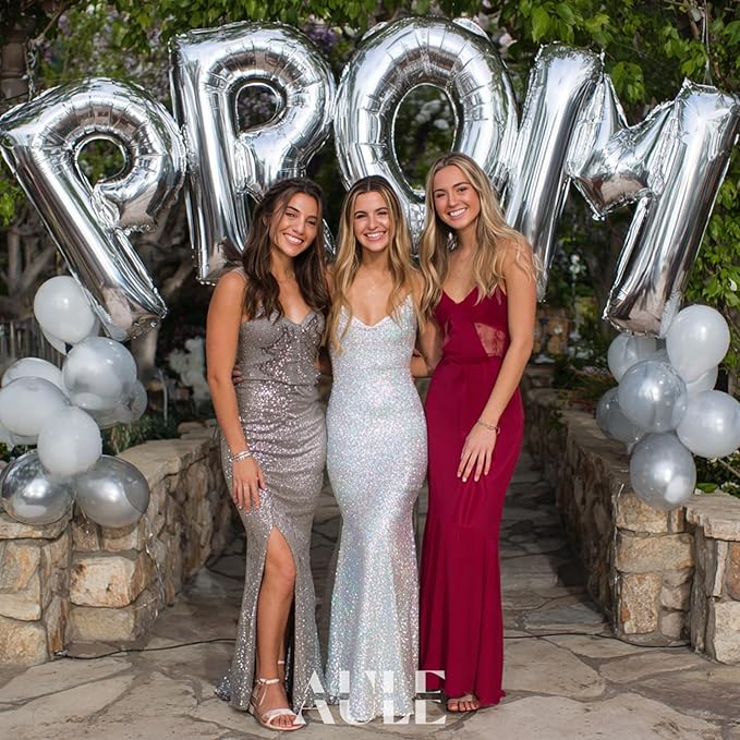 AULE 40 Inch Big Letter Balloon Silver W Large Foil Helium Alphabet Balloons A-Z for Birthday Anniversary Graduation New Year Party Decoration Supplies