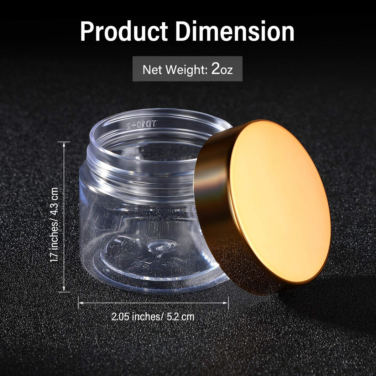 SATINIOR 24 Pieces Empty Clear Plastic Jars with Lids Round Storage Containers Wide-Mouth for Beauty Product Cosmetic Cream Lotion Liquid Butter Craft and Food (Gold Lid, 2 oz)