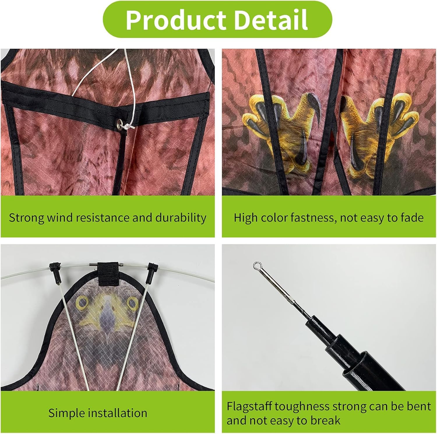 flyonte Bird Scare Flying Kite with 4m Pole Has The Effect of Scaring Birds