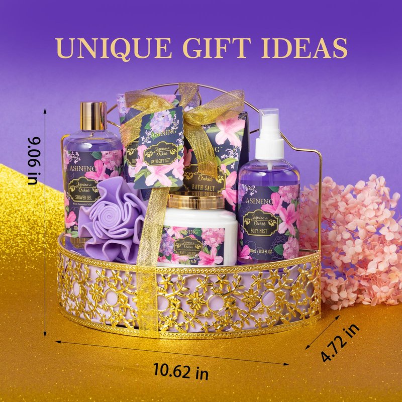 Beauty Kits for Women, Home Spa Baskets Bath Gifts, Bath Spa Kit for Women with Scents Lotion, Luxury Orchid & Jasmine Scent Gift Basket for adults Beauty & Personal Care Set Body Gift Set