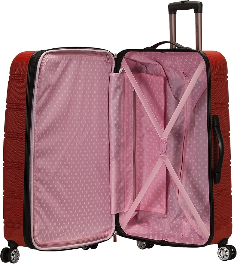 Rockland Melbourne Hardside Expandable Spinner Wheel Luggage, Checked Large 28", Red