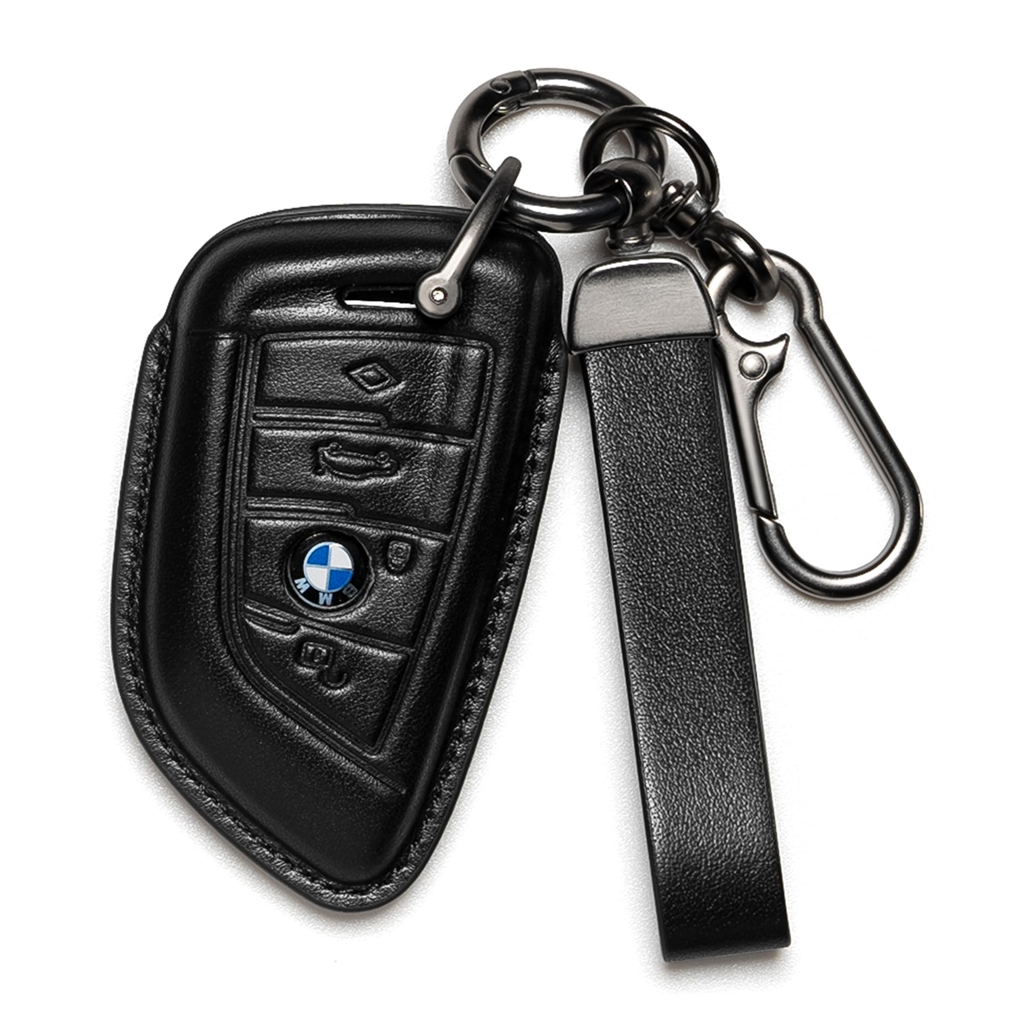 Smyfob BMW Key Fob Cover Leather Case Lanyard Keychain Holder Key Fob Protector 230i 330i 430i 440i 530e 530i 540i 740i 745e 750