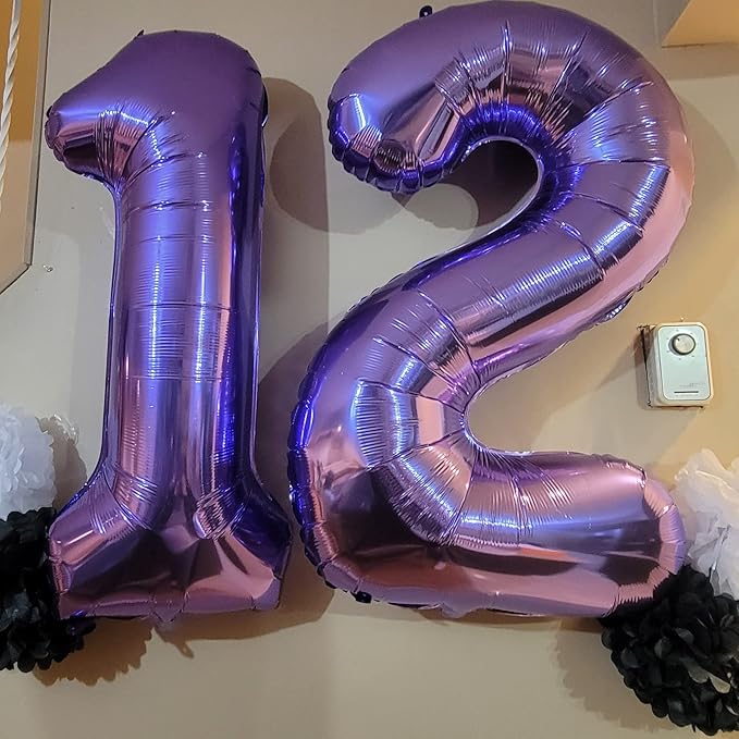 Purple Number 17 Mylar Foil Balloons, 40 Inch Giant Purple 17th Birthday Balloons for Girls, Purple Number 1 & 7 Helium Balloon for Women 17th Anniversary Party Decorations Supplies