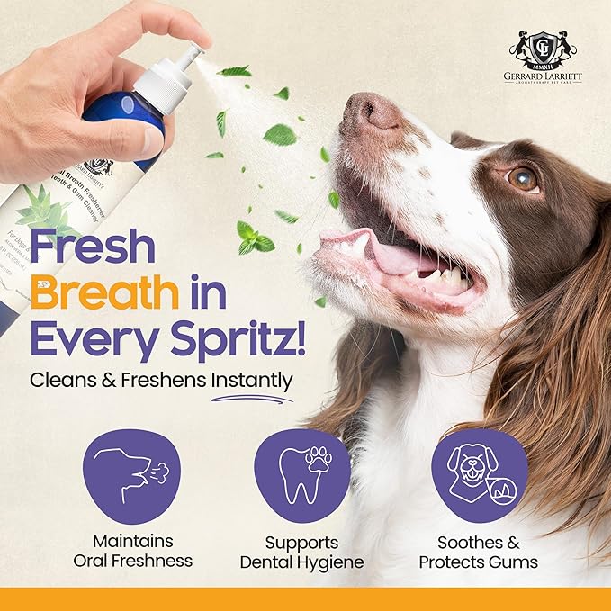 Dog Mouthwash, Dog and Cat Breath Spray with Baking Soda - 8 oz Natural Dog Breath Fresheners with Mint and Aloe Vera Mouth Spray for Tartar Control and Plaque, Dog Teeth Cleaning by Gerrard Larriett