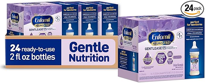 Enfamil Neuropro Gentlease Ready To Feed . Nursette Bottle Ease Gas & Crying Vitamins & Minerals for Immune Support Baby Formula Inspired by Breast Milk DHA MFGM Iron ,6 count (Pack of 4)