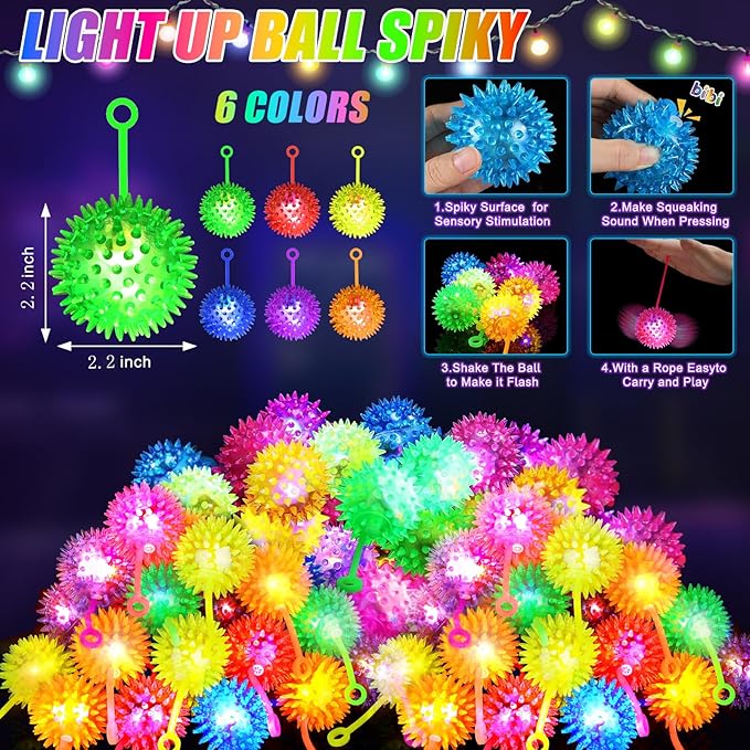 12 PCS Light up Ball, Bouncy Balls for Kids, Balls for Toddlers 1-3, 2.2inch Sensory Stress Ball, Flashing Squeaky for Easter Party Favors, Classroom Prizes, Prizes for Kids, Student Gifts