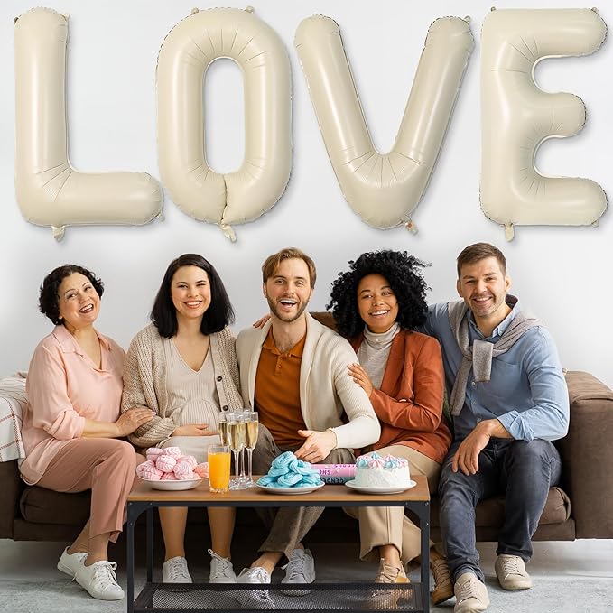 Cream LOVE Letter Balloons,40 Inch Love Balloon Beige Helium Big Nude Balloon for Anniversary Wedding Party Decorations