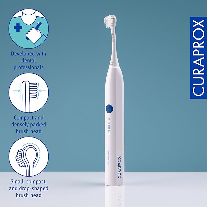 Curaprox Hydrosonic Easy Sonic Toothbrush – for Daily Gum Care and Plaque Control | Simple, Effective, Reliable | One Brush Head