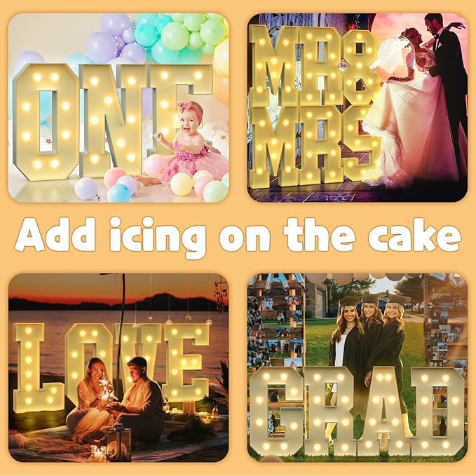 imprsv 3FT Block Marquee Letters Light Up Letters for Birthday Baby Shower Party Backdrop Decor, Large Light Up I for Wedding Decorations Engagement Party Decorations