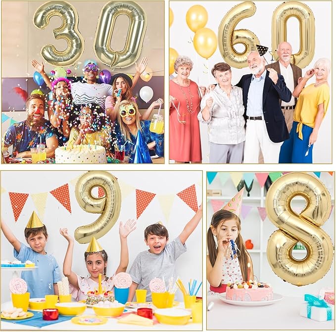 40 inch White Gold Number Balloon Giant Foil Helium Balloons Champagne Gold Number 5 Balloon for 5th Birthday Party Decorations