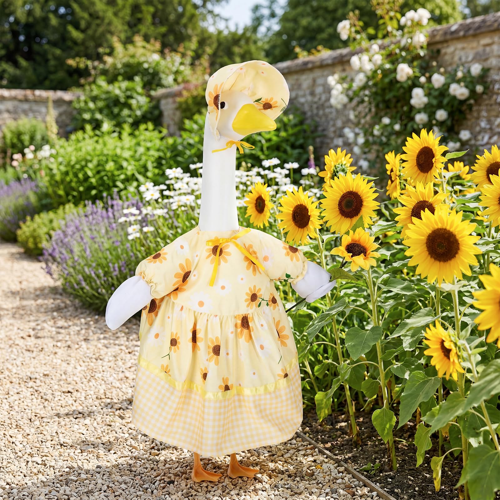 Porch Goose Summer Outfit for 23 Inch Statue, Sunflower Porch Goose Outfit