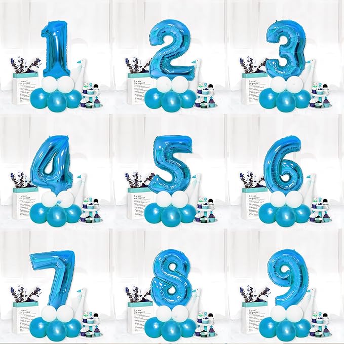 Blue 3 Number Balloon, 40 Inch, Premium Mylar, Reusable, for Birthday Party Decoration