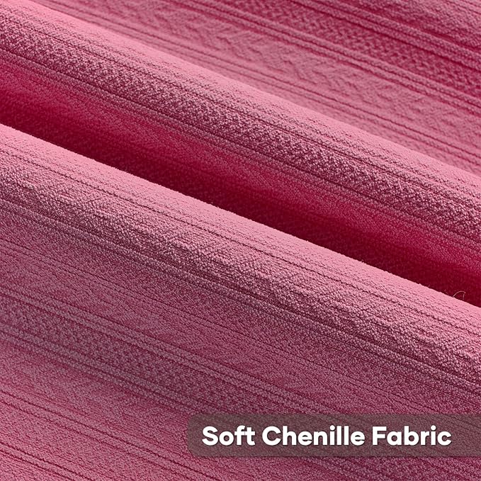 FUTEI Hot Pink Decorative Throw Pillow Covers 24x24 Inch Set of 2,Soft Cozy Wheat Ear Striped Patterns European Cushion Cases,Modern Home Decor for Couch Bed Living Room