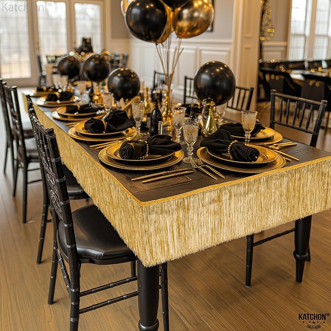 KatchOn, Large Champagne Gold Fringe Garland - 6.5 Feet, Pack of 2 | Foil Fringe Banner for 50th Birthday Decorations | Gold Streamers for Casino, Bachelorette, Graduation Decorations 2026