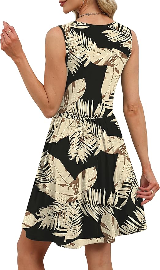OFEEFAN Summer Dresses for Women Beach Fashion Sundresses Babydoll Dress Button Down Boho Dresses Cute Cross
