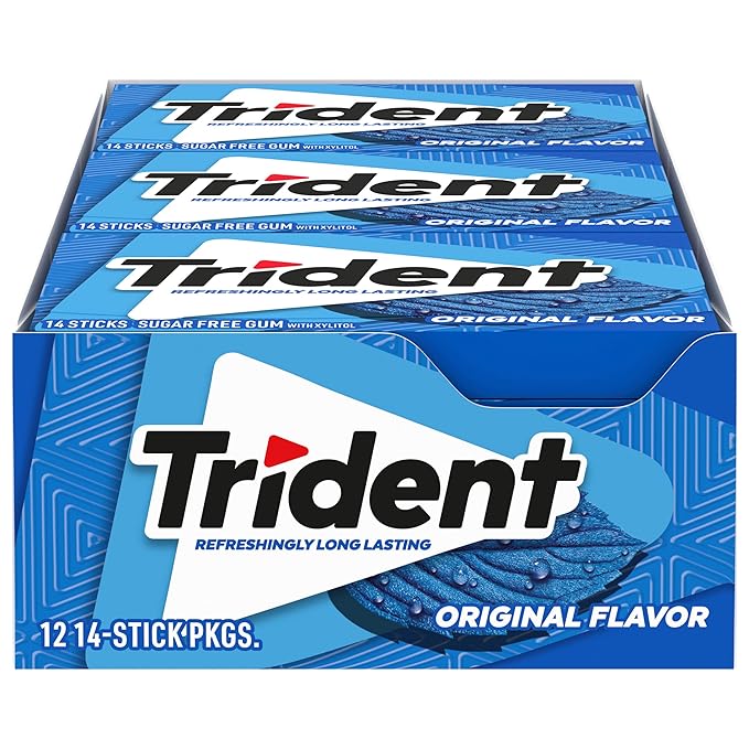 Trident Original Flavor Sugar-Free Chewing Gum, 12 Packs of 14 Pieces (168 Total Pieces)