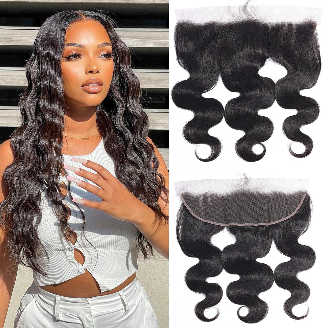 RESACA 20 Inch Body Wave HD Lace Frontal Human Hair 13x4 Transparent Swiss Lace Front 150 Density Ear To Ear for Women 100% Unprocessed Brazilian Virgin Human Hair (Nature Black Color)