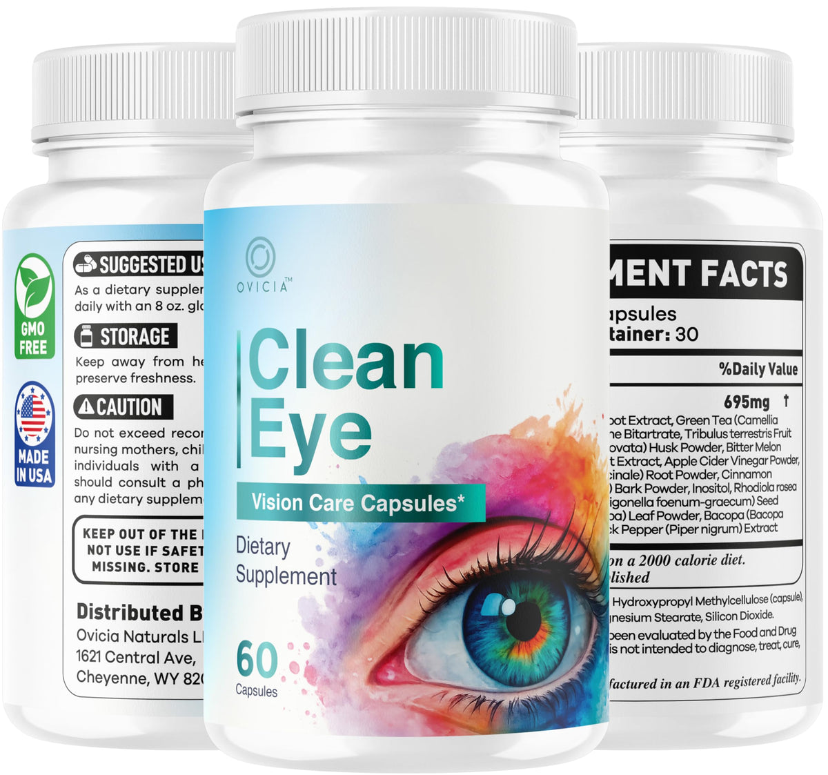 (2 Pack) Clean Eye Capsules - Official CleanEye Pills Advanced Premium Formula Support Maximum Strength, All Natural Ingredients Vitamins for Overall Health & Wellness, 120 Capsules for 2 Months