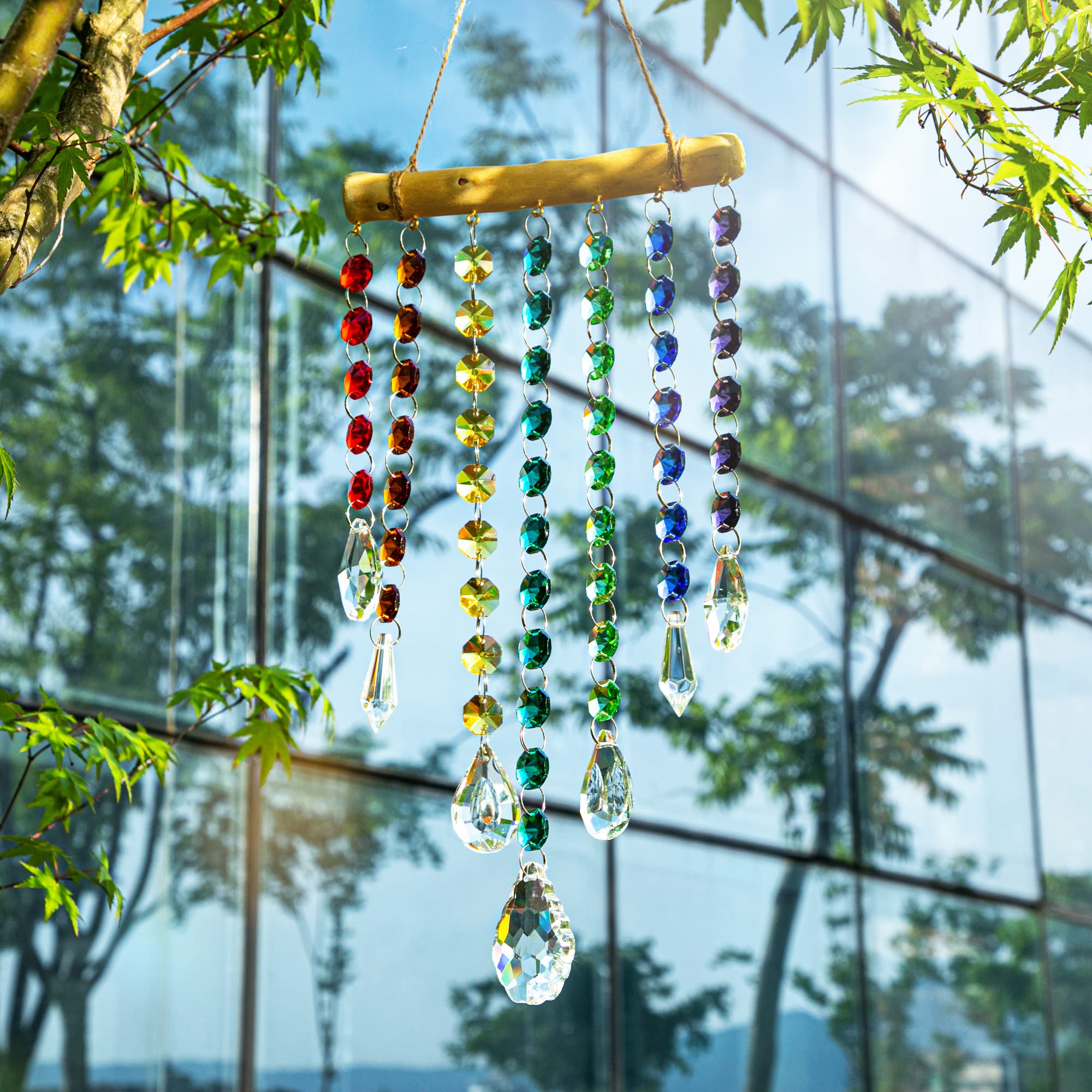YU FENG 12 Inch Crystal Prism Suncatcher, Hanging Rainbow Maker Ornament