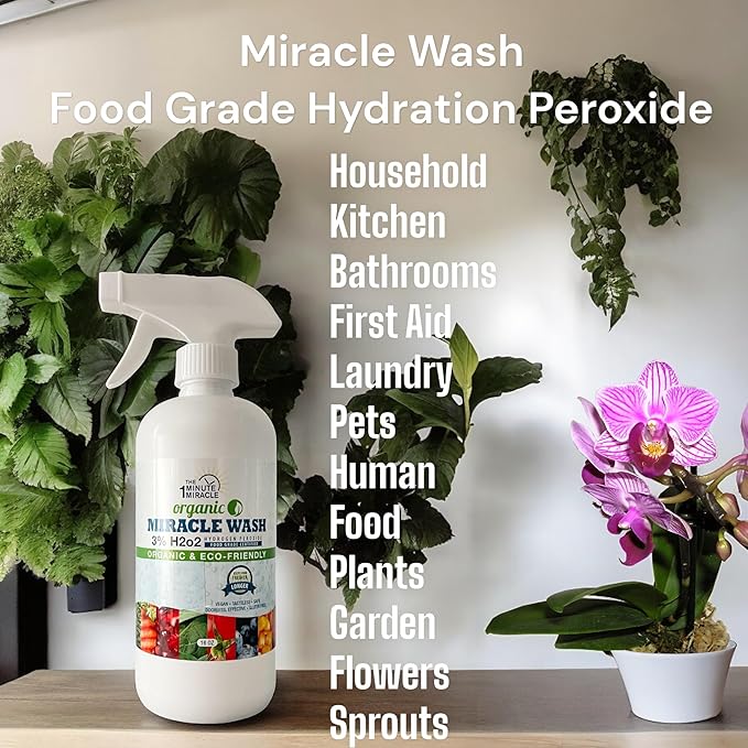 MIRACLE WASH AND MIRACLE BRITE SMILE - 3% Food Grade Hydrogen Peroxide