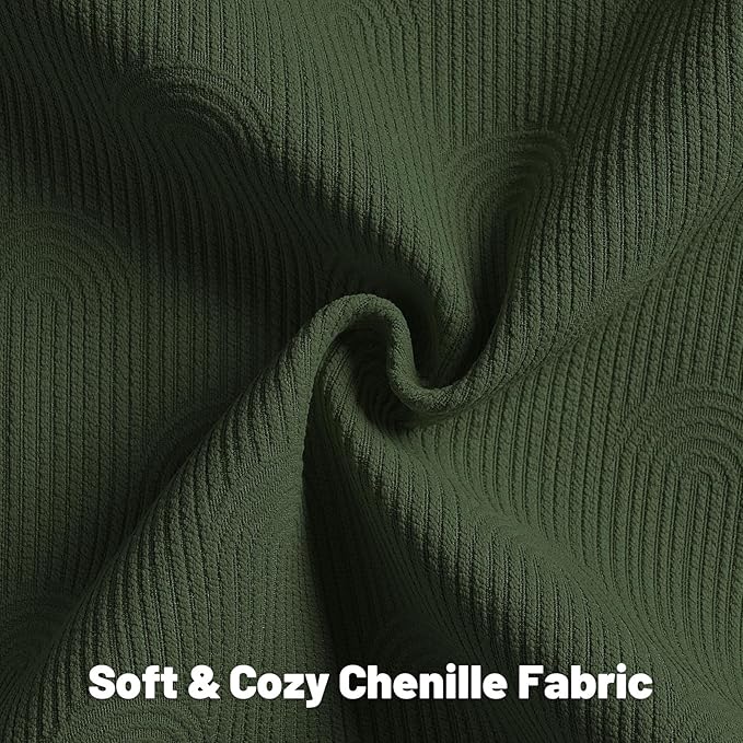 FUTEI Christmas Dark Green Chenille Decorative Throw Pillow Covers 16x16 Inch Set of 2,Soft Cozy Striped Geometric Patterns Cushion Cases,Modern Home Decor for Couch Bed Living Room