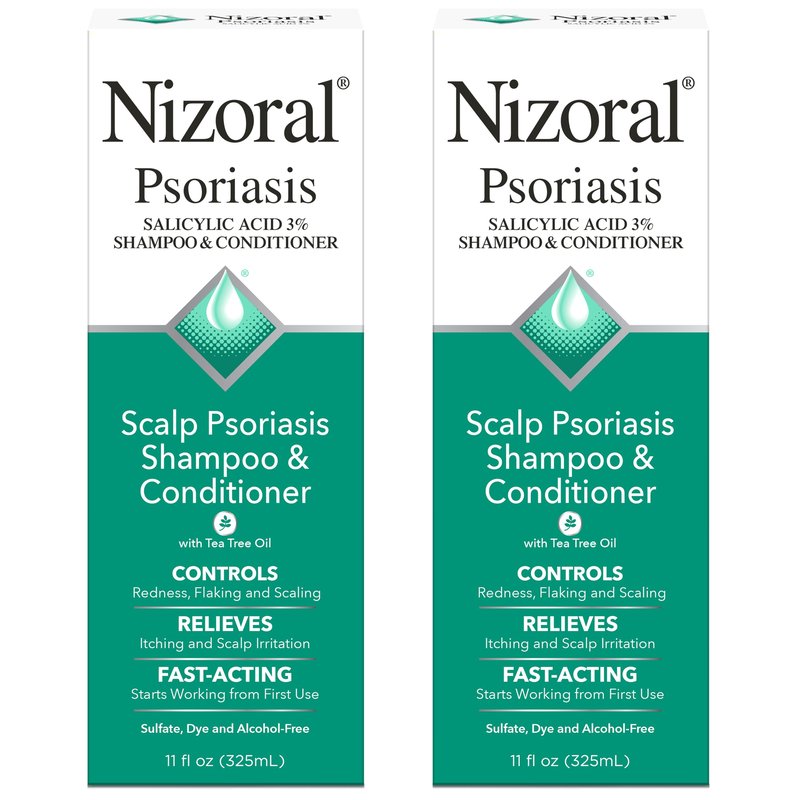 Nizoral Psoriasis Shampoo & Conditioner, 11 Oz, Gentle Scalp Treatment, Relieves Itching, Flaking, Redness, Scaling Effective Scalp Psoriasis Shampoo with Salicylic Acid and Tea Tree Oil (Pack of 2)