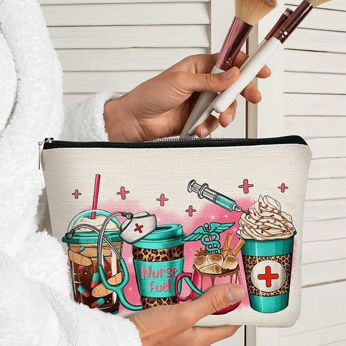 GRITOSE Fashion Nurse Makeup Bag Leopard Print designs Nurse Accessories for Work,Survival Kit Cosmetic Bag Nursing,Nurse Gifts for Nursing Student,Nurse Accessories with Zipper