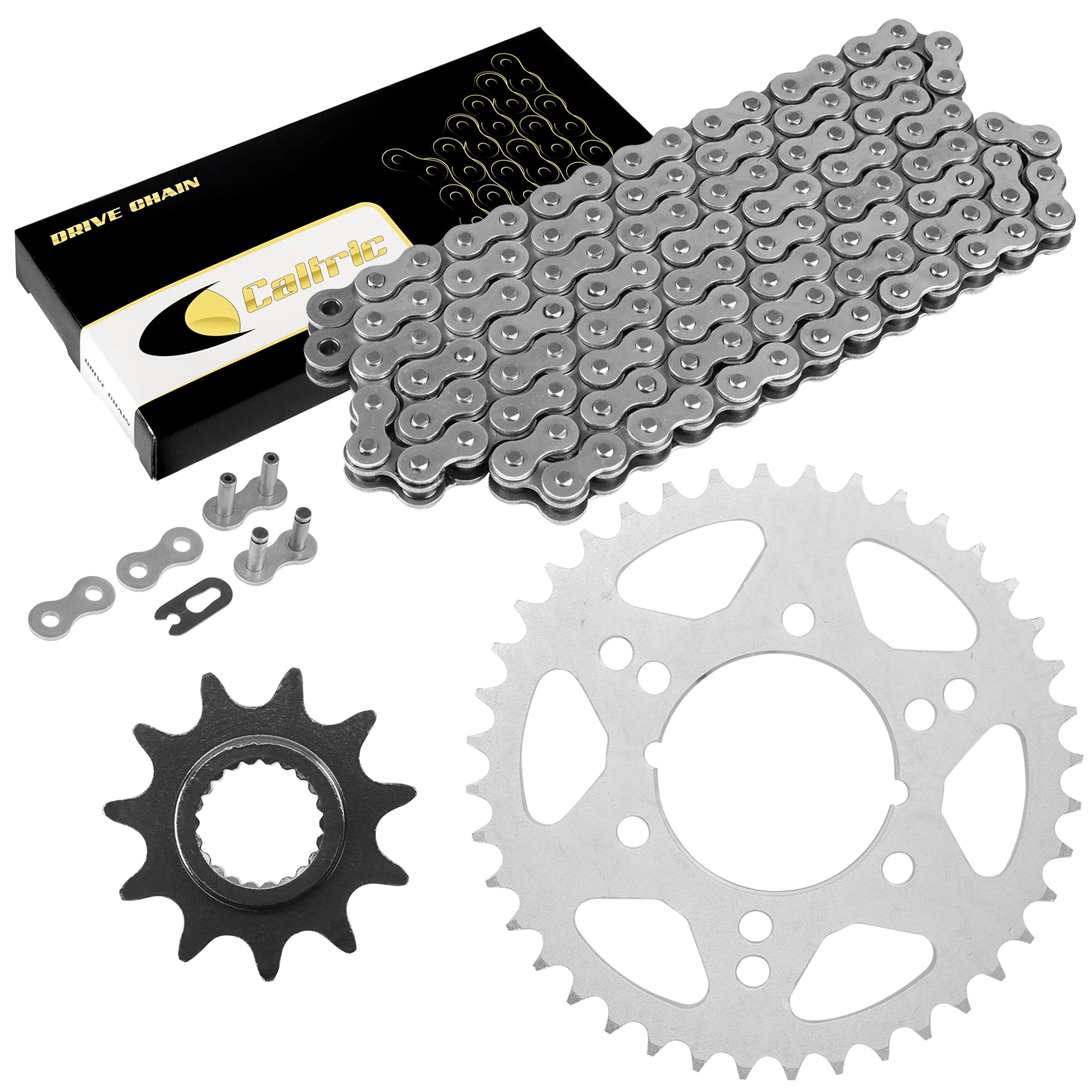 Caltric Drive Chain & Sprockets Kit Compatible with Polaris Trail Boss 325 2001 200 2008 2009 2010 / Trail Boss 330 2003-2010