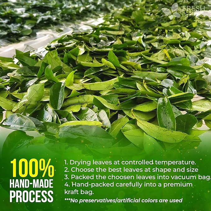 FreshDrinkUS, Premium 275+ Soursop Graviola Whole Dried Leaves Tea, 275-300 Soursop Graviola Guanabana Whole Leaves, Wildcrafted, Hoja Guanabana Loose Leaf Herbal Tea, No Gluten, Vegan