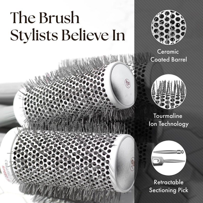 Olivia Garden Ceramic + Ion Speed XL - Extra-Long Round Thermal Hair Brush - Not Electrical - Professional Blowout Brush for Normal to Thick Hair - 1"- Diameter Barrel - CIXL-25