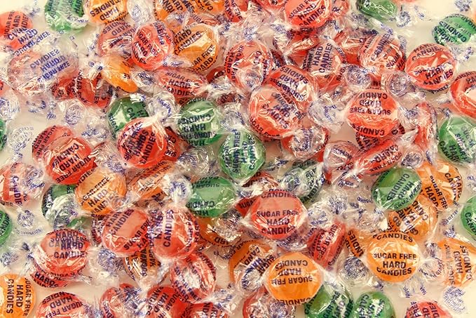 Planet Sweets Premium Sugar Free Assorted Fruit Hard Candy Buttons - 1.5 Pounds - Individually Wrapped Discs Candies