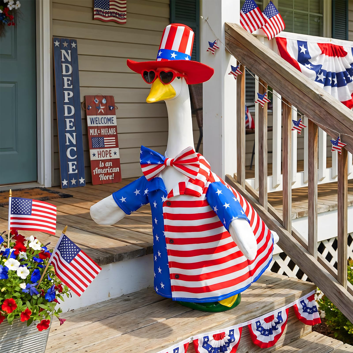 ComfyKit 1 Set 4th of July Porch Goose Outfit for 23 Inch Goose Statues