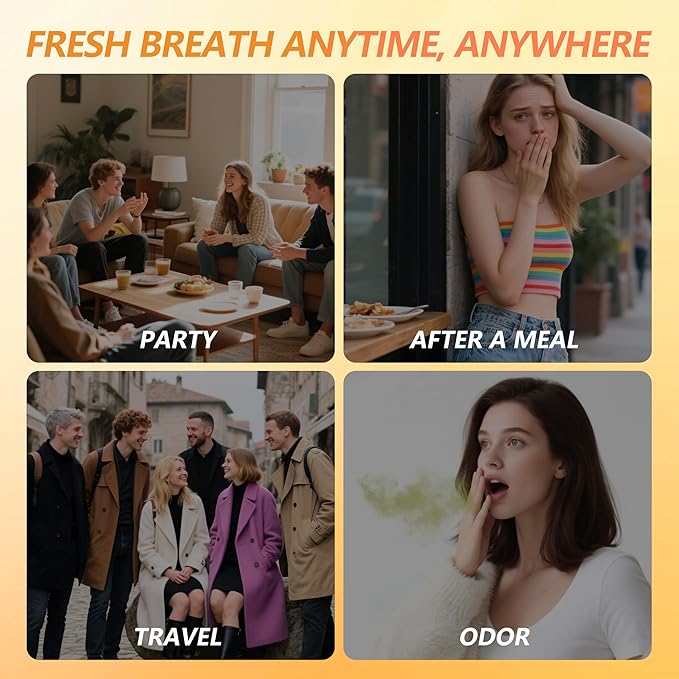 Oral Spray – Fresh Breath, Dual Cooling Experience & Convenient On-The-Go Design – Perfect for Freshening Breath Anywhere, Anytime (Orange, 1 Count)