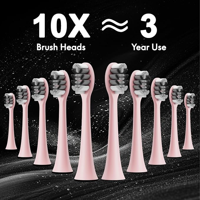 Diamond Style - Sonic Electric Toothbrush for Adults & Kids, Rechargeable Toothbrushs with 10 Brush Heads & Travel Case, Teeth Whitening, Power Electric Toothbrush with Holder