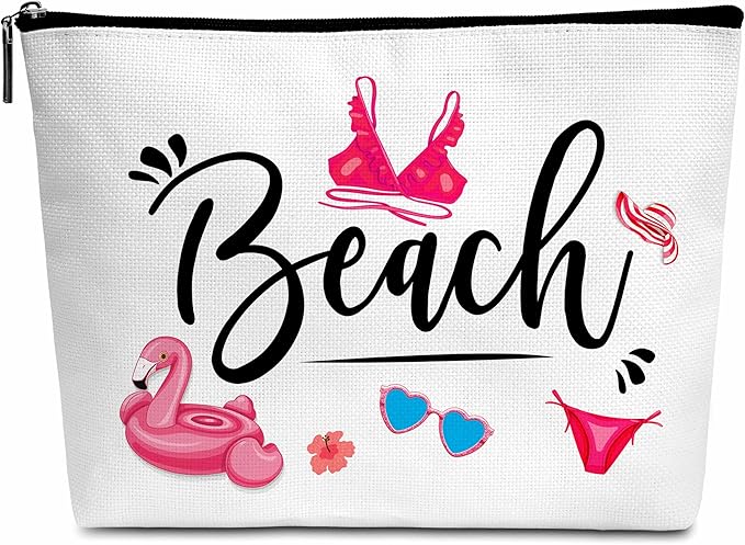 Summer Cosmetic Bag, Cruise Gift Makeup Bag with Zipper for Toiletry Bag Accessories, Beach Lover Gifts for Women Girls Birthday- B09