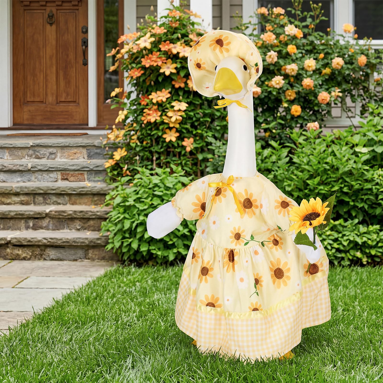 Porch Goose Summer Outfit for 23 Inch Statue, Sunflower Porch Goose Outfit