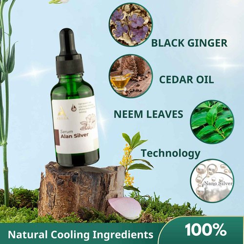 ABERA Alan Silver Serum – Botanical Hydrating Serum for Dry & Sensitive Skin & Herbal Extracts – Daily Moisturizer for Face, Body & Scalp – Fast Absorbing, Lightweight – 3 boxes