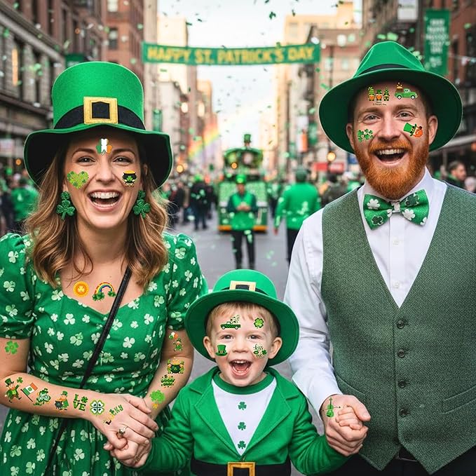 160PCS St Patricks Temporary Tattoos Stickers | St Patricks Party Favors Decorations Irish Holiday Green Clover Rainbow Shamrock Party Supplies Craft Gift Idea For Kids Boy Girl Teen Adult-8sheets