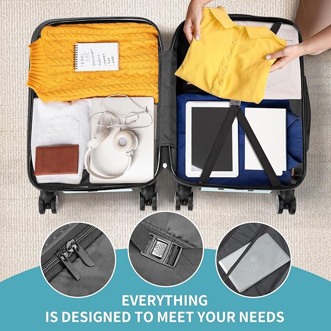 Karl home Luggage Sets 3 Piece, ABS Hardside Suitcase Set with Double Spinner Wheels & TSA Lock for Travel Business, 3-Piece Set (20/24/28), Mint Green