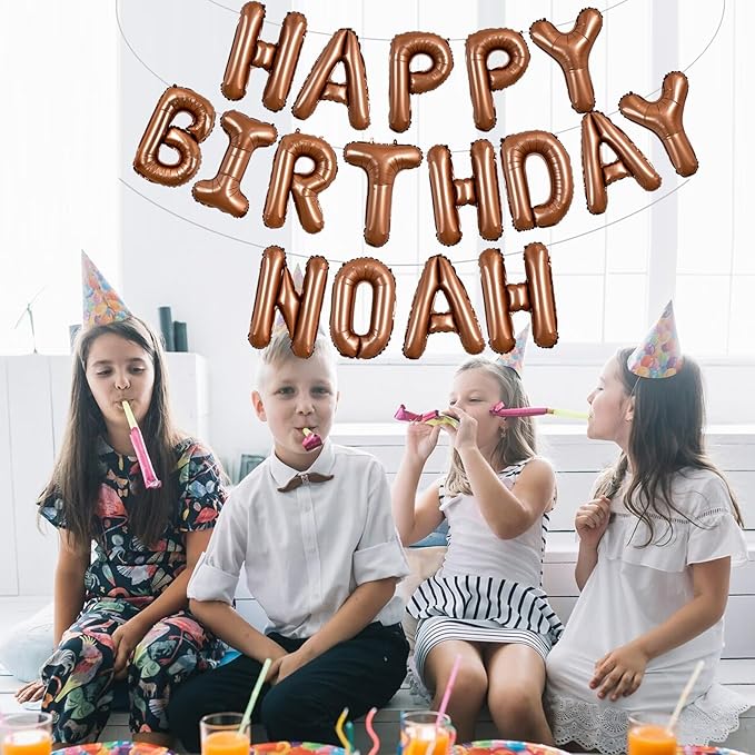 TONIFUL 65 Pcs 16 Inch Brown Happy Birthday Balloons and 2 Sets A-Z Foil Letters Balloons DIY Personalized Phrase Banner for Birthday Celebration Halloween Thanksgiving Christmas Party Decorations