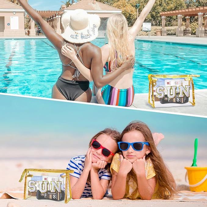 COSHAYSOO Sunscreen Bag Clear Makeup Toiletry Pouch Beach Vacation Essentials for Women Teen Girls Trip Gifts Summer Pool Travel Must Have Accessories Waterproof Stuff