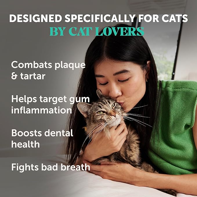 Cat Breath Freshener Dental Health Powder – Reduce Tartar & Plaque, Freshen Breath, and Support Bright Teeth with Natural Herbal Blend with Kelp & Parsley (60 Day Supply)