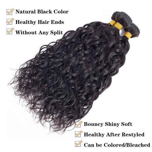 12A Water Wave Bundles Human Hair 28 Inch Full And Thick Single Bundle 100% Unprocessed Brazilian Virgin Hair Soft Water Curly Bundles Human Hair Weave Natural Color 1 Bundle100g/pc