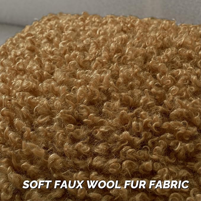 FUTEI Camel Decorative Throw Pillow Covers 24x24 Inch Set of 2,Soft Fluffy Faux Wool Fur Boucle Textured European Cushion Case,Modern Home Decor for Couch Bed Living Room Office