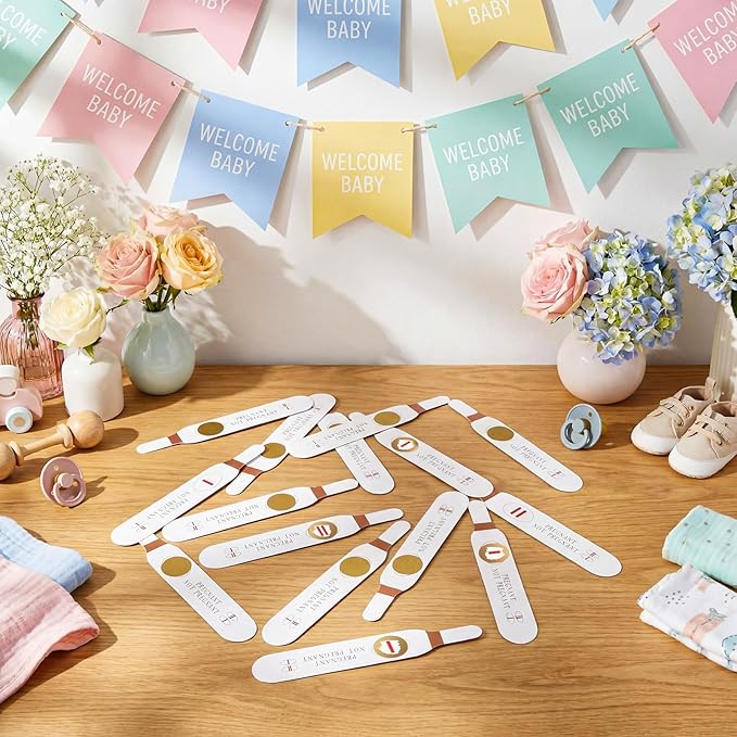 40 Pcs Scratch off Pregnancy Test Kit Baby Shower Games Baby Shower Scratch off Game for Girl Boy (Brown)