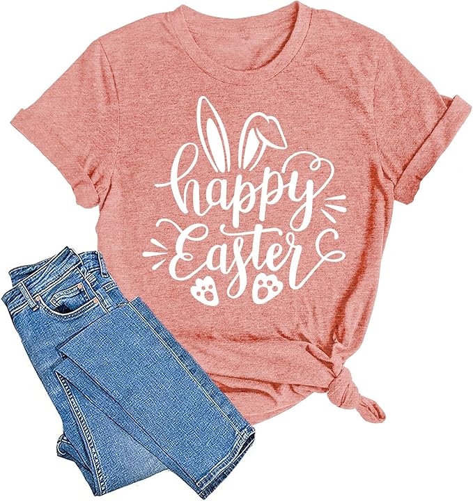 LAZYCHILD Women Easter Teacher Shirts: Funny Treat All with Kindness T-Shirt Bunny Rabbit Tee Tops