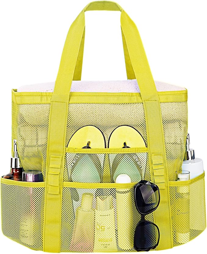 Mesh Beach Bags for Family - Women Beach Tote Bag for Toys, Towels, Travel Vacation Cruise Essentials