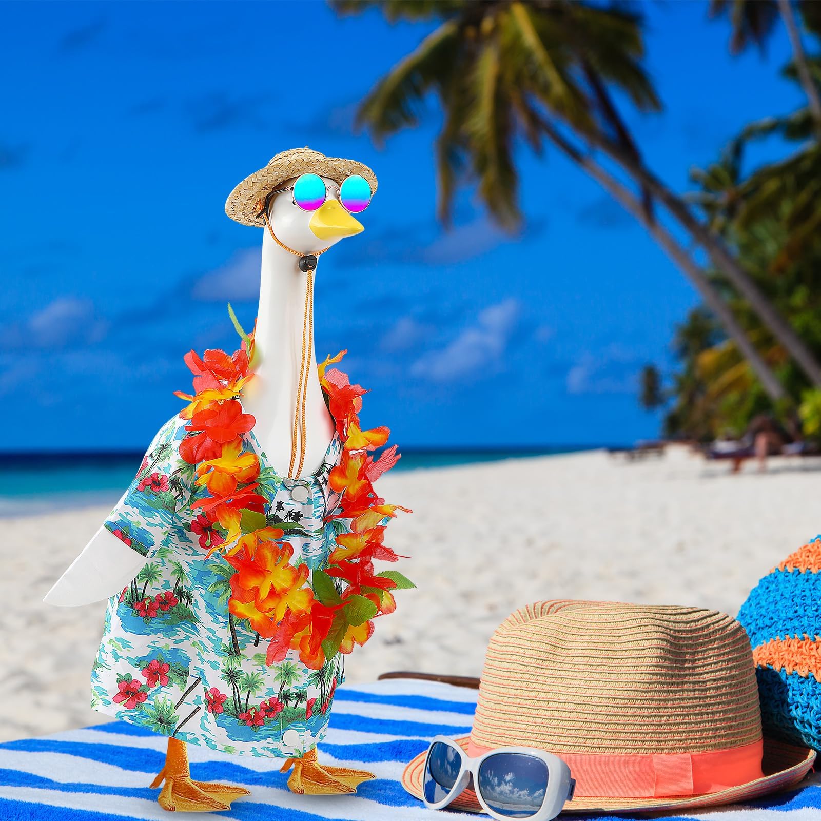 DTOFOOT 4 Pcs Hawaiian Porch Goose Outfit for 23 In Goose Statue Costume