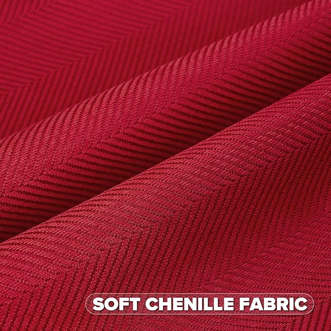 FUTEI Christmas Red Chenille Throw Pillow Covers 16x16 Inch Set of 2,Soft Wide Chevron Textured Cushion Case,Farmhouse Home Decor for Couch Bed Living Room